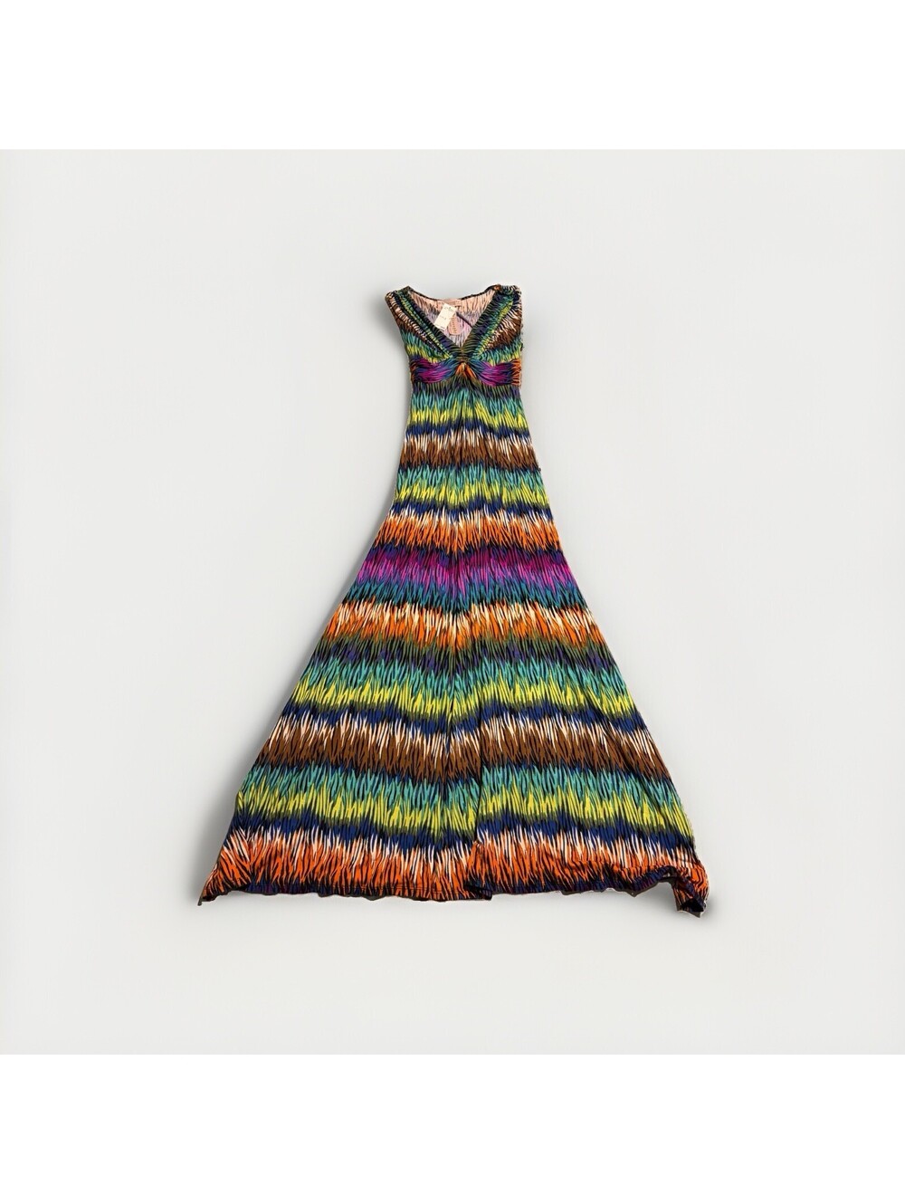 Philosophy Multicolor Rainbow Stripe Sleeveless V-Neck Maxi Summer Dress Small
